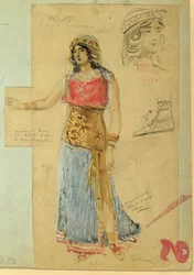 Kostümentwurf für die Rolle der Isolde in der Oper 